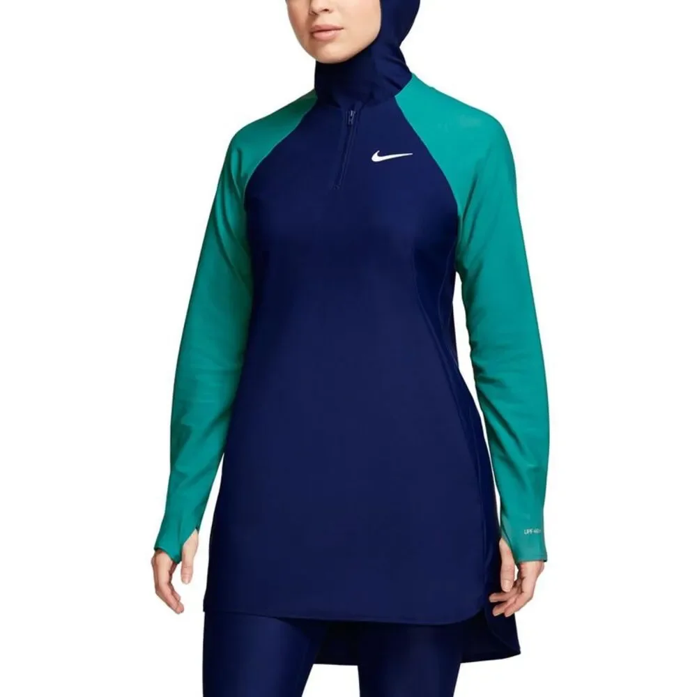 Nike Womens Blue Summer Dress Long Sleeve Swimdress NWT